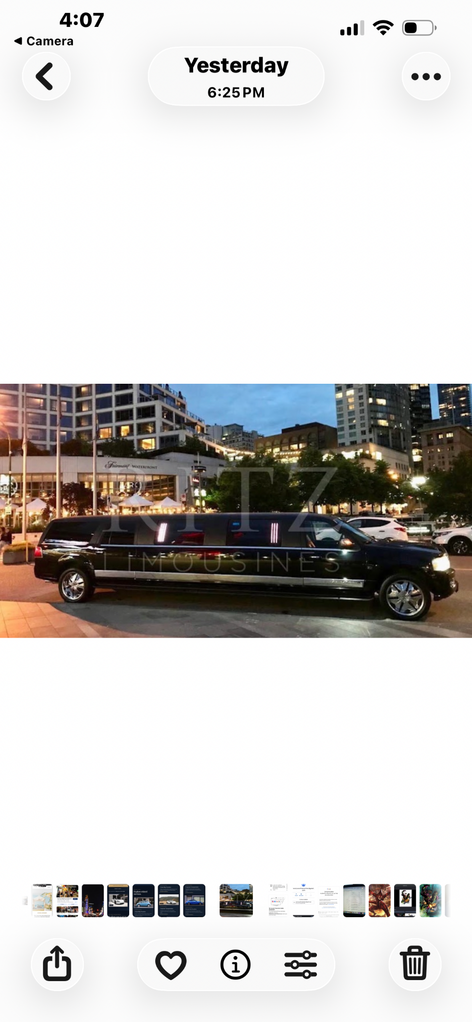 Black SUV stretch limousine at the Vancouver waterfront